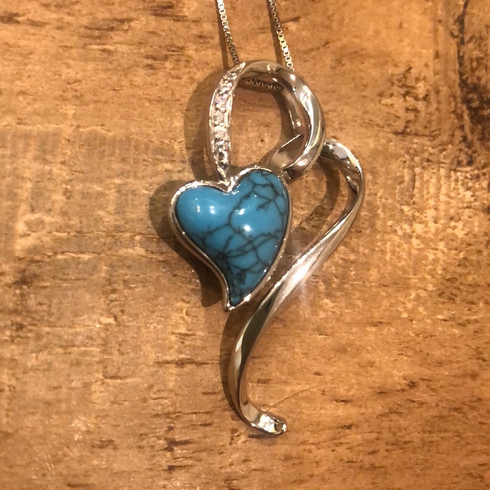 Turquoise & Swarovski Crystal Pendant Necklace